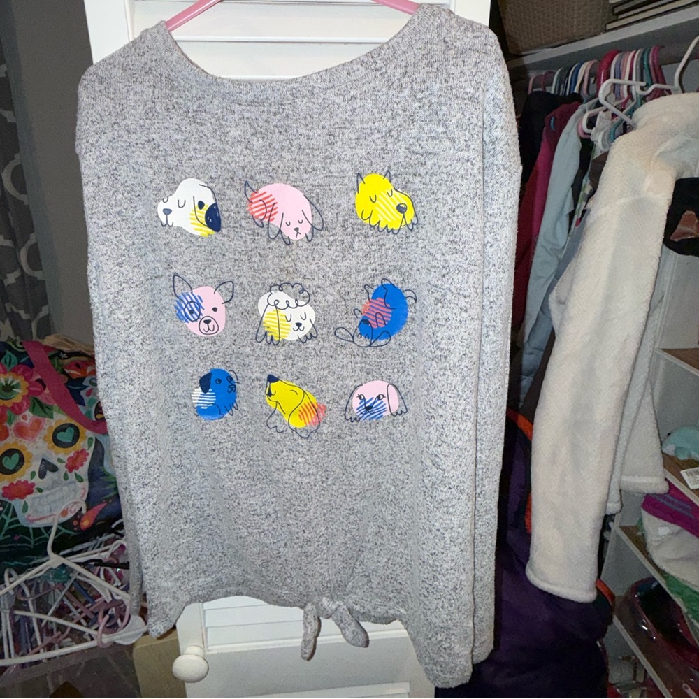 Girls Cat and Jack Gray Animal Print Sweater